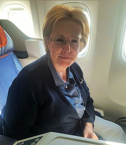 Veronica Skvortsova, Russian health minister, on New York-bound plane where she saved the life of a woman who suffered a stroke © RT