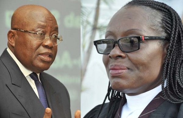 President Akufo-Addo’s Attorney General, Gloria Akufo (Right), is being denied information to prosecute corruption cases