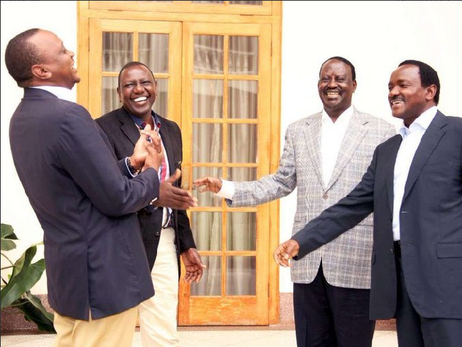 President Uhuru Kenyatta and Vice (left) and Raila Odinga and Vice (right)