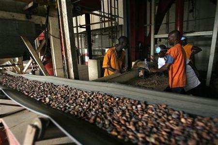 A cocoa factory in Ghana