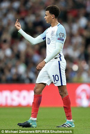 alli gesture dele apologises slovakia qualifier offensive win england cup during over gareth substituted southgate displaying boss seen later before