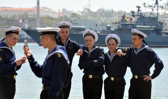 Russian sailors taking selfie