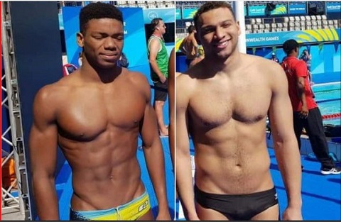 Abeiku Jackson (left) and Jason Arthur (right) have qualified for the swimming  semis of the Commonwealth Games