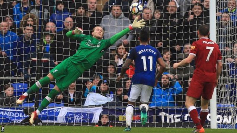 Loris Karius produced a great save to keep out Yannick Bolasie's first-half shot
