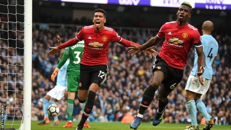 Paul Pogba (right) and Chris Smalling scored the goals in an astonishing Manchester United fightback