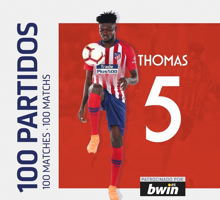  Thomas Partey reaches 100th appearances with Athletico Madrid