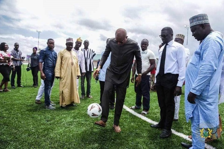 Zongo Development Ministry complete artificial football Pitch at Madina