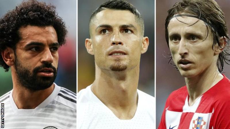 Cristiano Ronaldo, Luka Modric and Mohamed Salah are up for Best Fifa Men's Player award