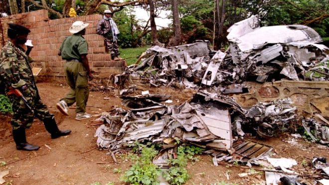 The plane carrying Mr Habyarimana was shot down by a missile in April 1994, triggering the Rwandan genocide 