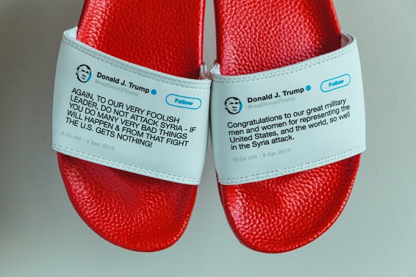 Flip-flops made out of Trump's contradictory tweets selling like hot cakes