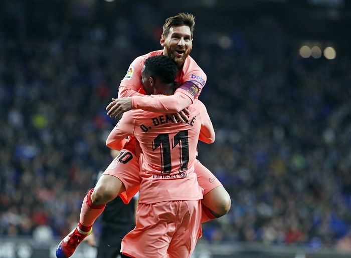 Messi hits brace as Barcelona go top of LaLiga