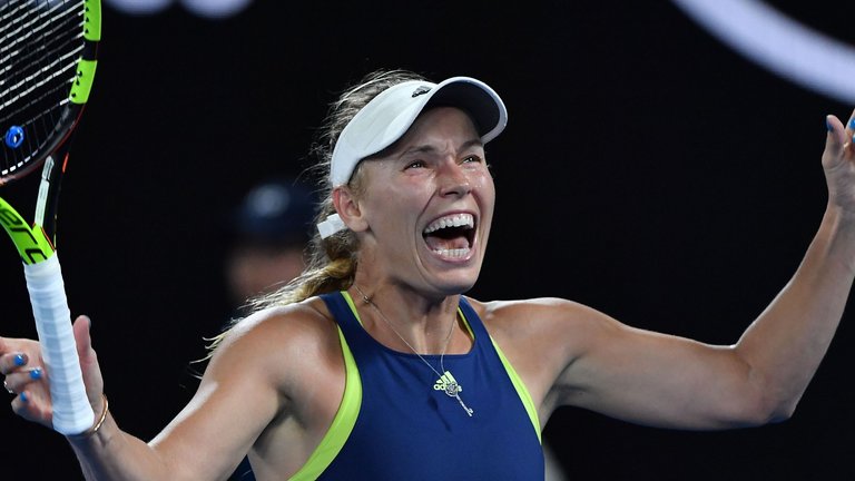 Wozniacki finally lifted her first Grand Slam title at the 43rd attempt 
