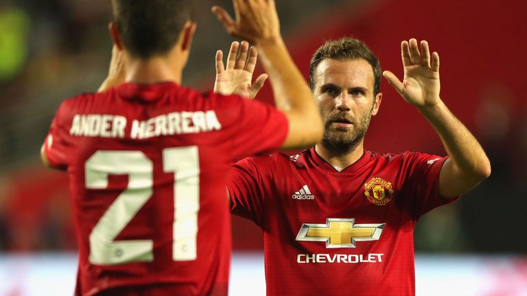 Juan Mata celebrated his equalising goal with Ander Herrera 