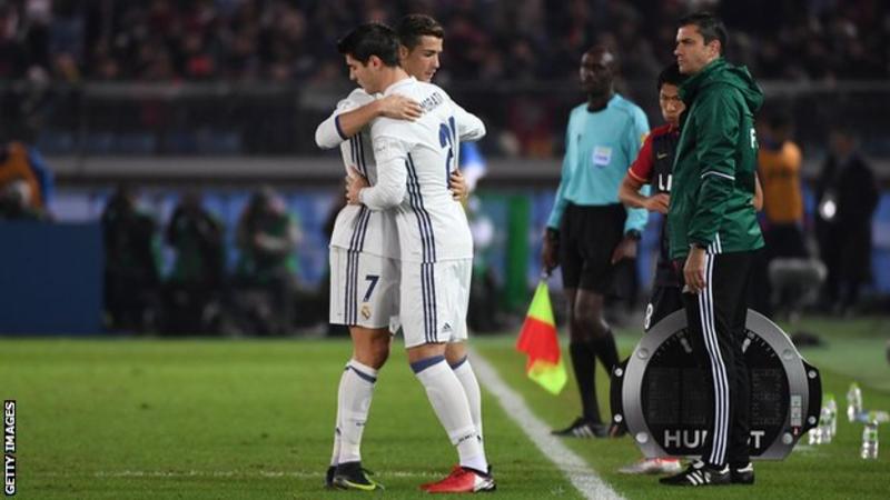 Alvaro Morata came on for Cristiano Ronaldo in extra time at the Club World Cup last year - the first use of the fourth substitution in competitive football