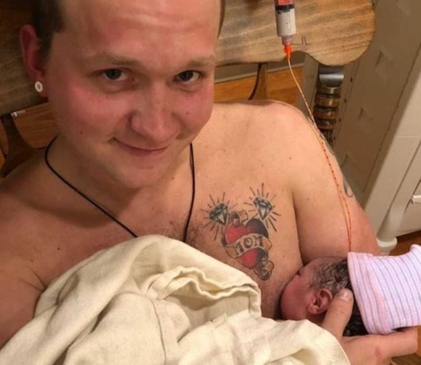 Father 'breastfeeds' his newborn daughter when mum can't