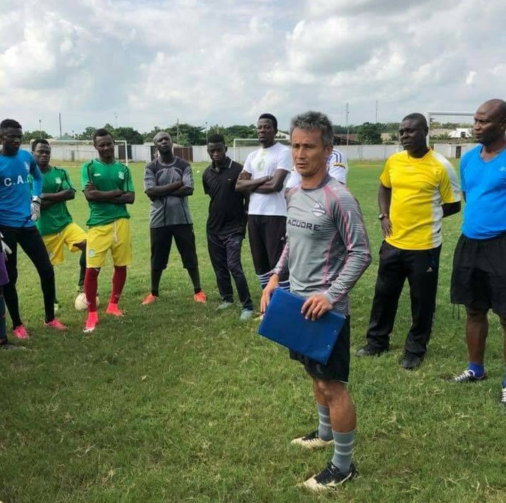 Kenichi Yatsuhashi spotted leading Aduana Stars training session