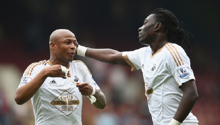 Bafetimbi Gomis and Andre Ayew at Swansea City