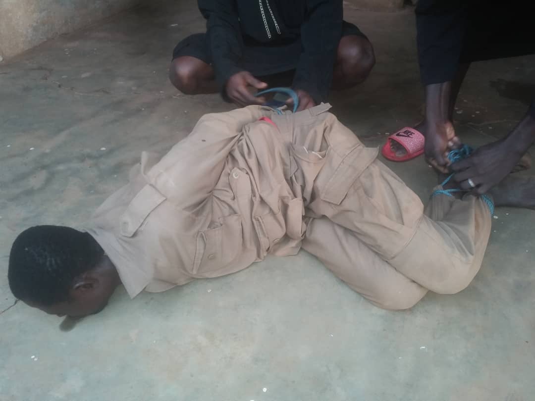 Mohammed Seidu, security man was found lying unconscious about 30 metres from his post tied with ropes and a rag in his mouth