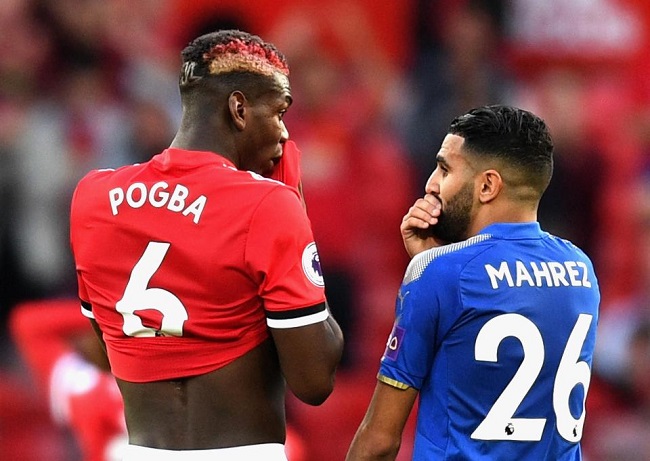 Pogba and Mahrez covering their mouth