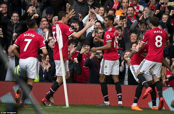 Rasford scored twice in the first half for Manchester United as they beat Liverpool 2-1 at Old Trafford