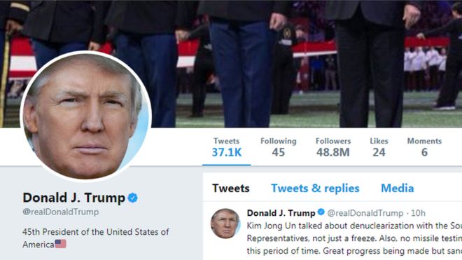 The US president has more than 48 million followers on Twitter 