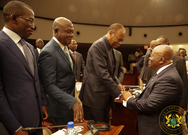 Akufo-Addo exchanging pleasantries with one of the Togolese opposition leaders