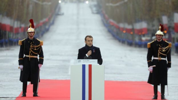 Macron urges world leaders to reject nationalism