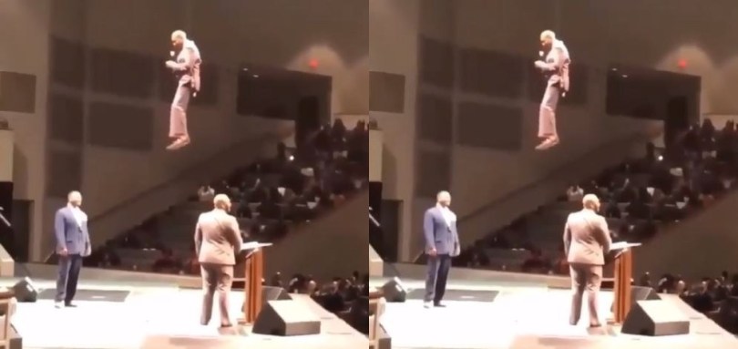 Video: Pastor ‘Flies’ into church auditorium 