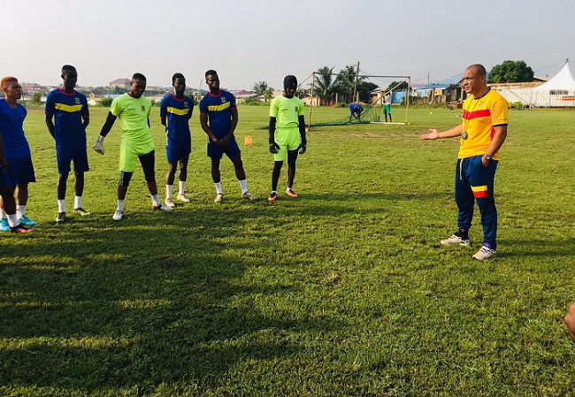 Video: Kim Grant first training session as Hearts of Oak boss