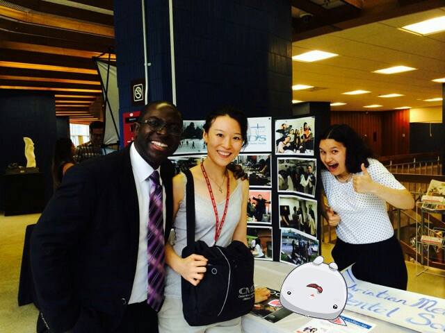 Yaw with two CMDS members a few years ago at a McGill University medical clubs day. Photo credit: yawperbi.com