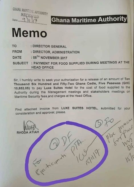 A memorandum released by Director of Administration to GMA  boss 