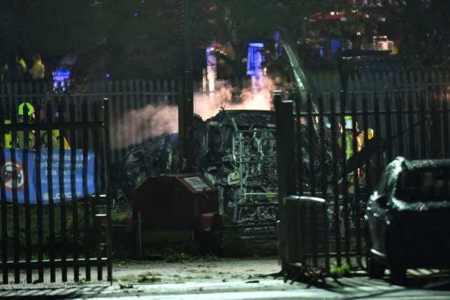  An AFP photographer saw smoke coming from the wreckage at Leicester City Football Club's King Power Stadium (AFP)