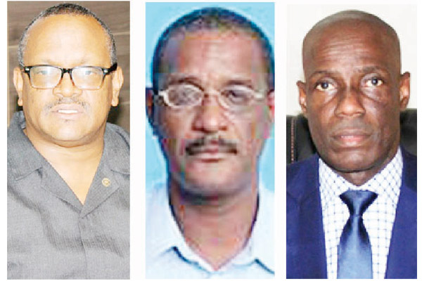 Weeks (left), who headed the CBL under former President Ellen Johnson Sirleaf’s administration, has been declared a person of interest to the investigation along with his deputy, Charles Sirleaf (middle), son of former President Sirleaf and thirteen other persons. The announcement was made by Information Minister Eugene Nagbe (right).
