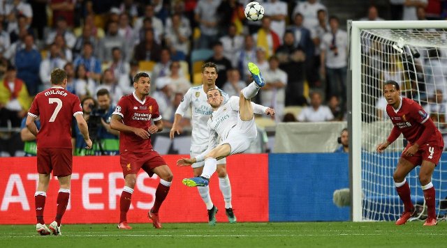 Bale scored a stunning overhead kick goal in Champions League final against Liverpool. 