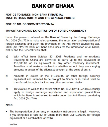 Forex trading Ghana, Bank of Ghana