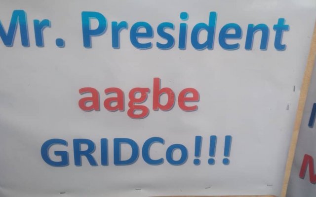 PHOTOS: GRIDco is 'dying' Prez. Akufo-Addo must intervene- Staff show placards on May Day