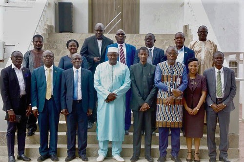 President Adama Barrow (4th left) with the KNUST delegation and some Gambian officials