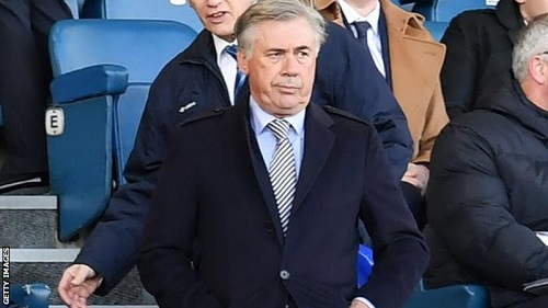 Everton appointed Carlo Ancelotti on a four-and-a-half-year contract shortly before kick-off