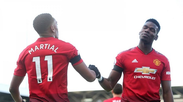 EPL: Pogba's brace against Fulham sends Man United to top four for first time since August