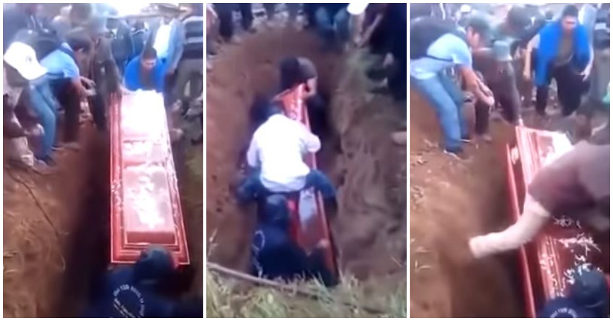 Corpse falls out of coffin during burial