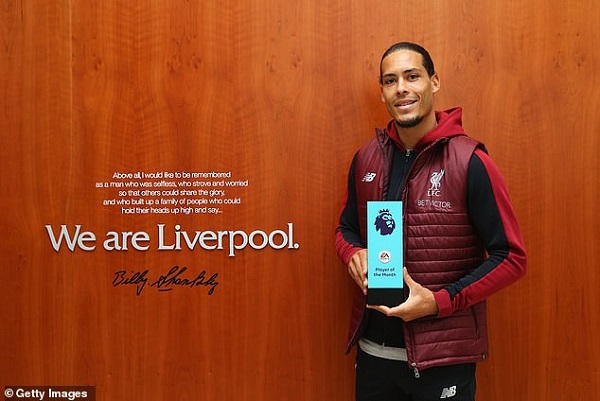 Van Dijk wins POTM for December, he becomes first defender to do so in SIX years