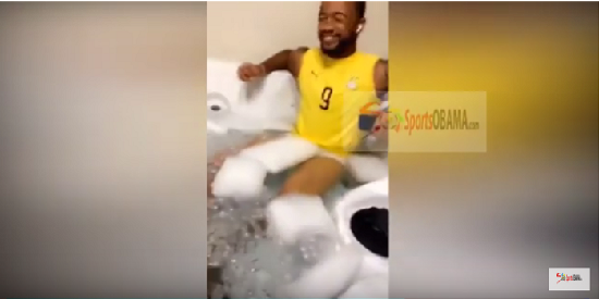 AFCON 2019: Black Stars players having fun during ice bath (VIDEO)