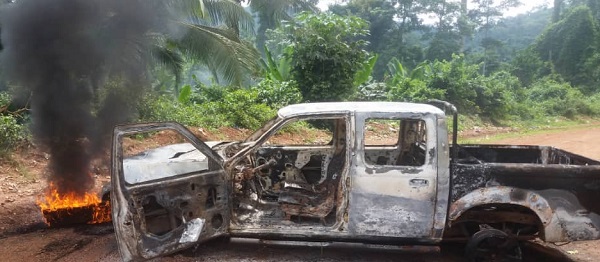 Ghana Bauxite Company workers run riot, burns company car