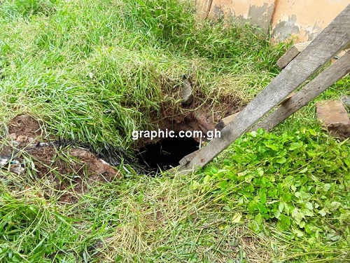 Uncovered septic tank