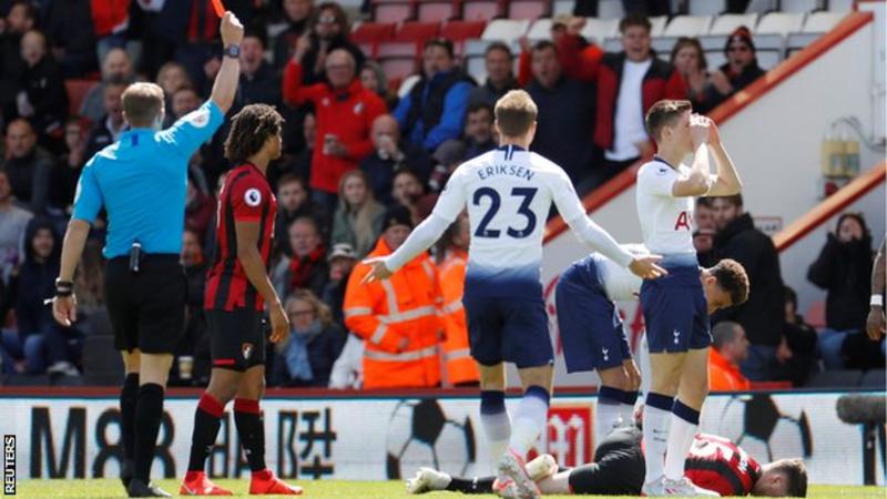 EPL: Nine men Spurs see defeat at Bournemouth as top 4 race gets interesting (VIDEO)