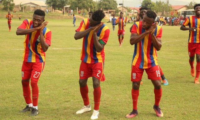 Hearts of Oak celebrating