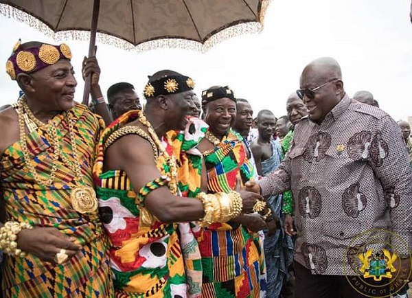 Paramount Chief of the Krachi Traditional Area, Nana Mprah Besemuna III and President Akufo-Addo