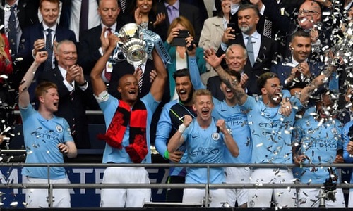 Man City beat Watford to win a domestic treble