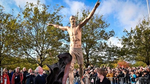 Zlatan Ibrahimovic statue unveiled in Sweden