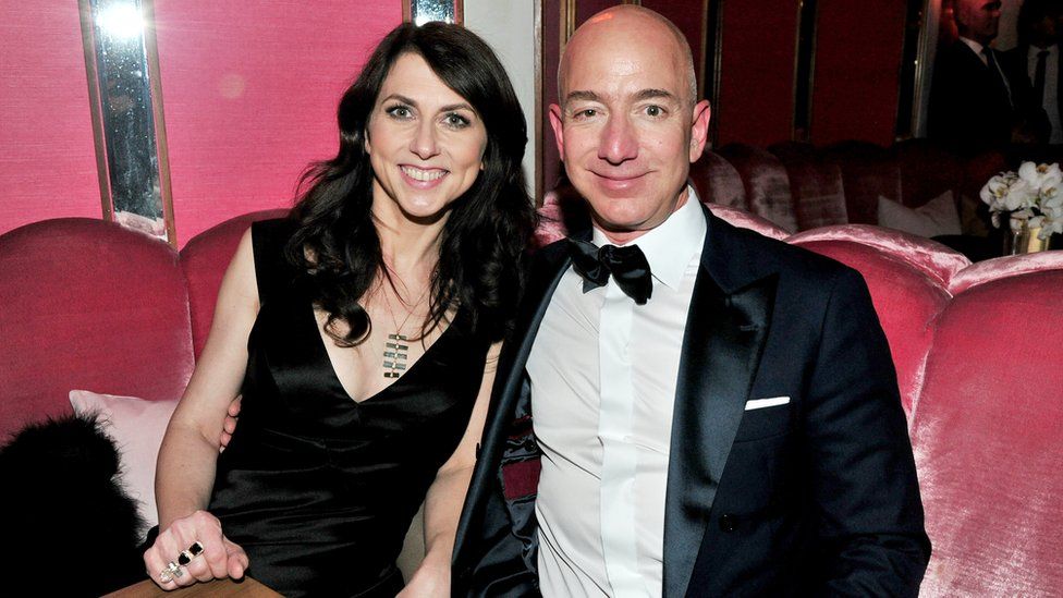 Mackenzie Scott pictured with her ex-husband Jeff Bezos in 2017